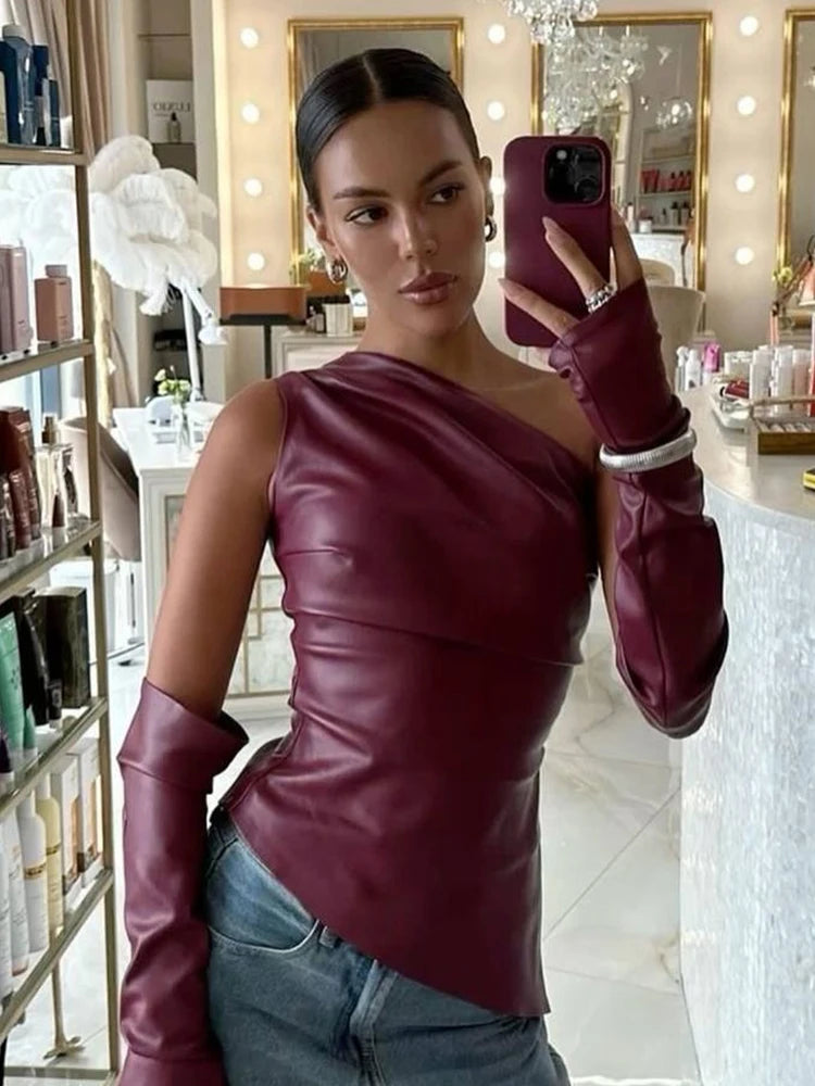 Leather Sleeves Top