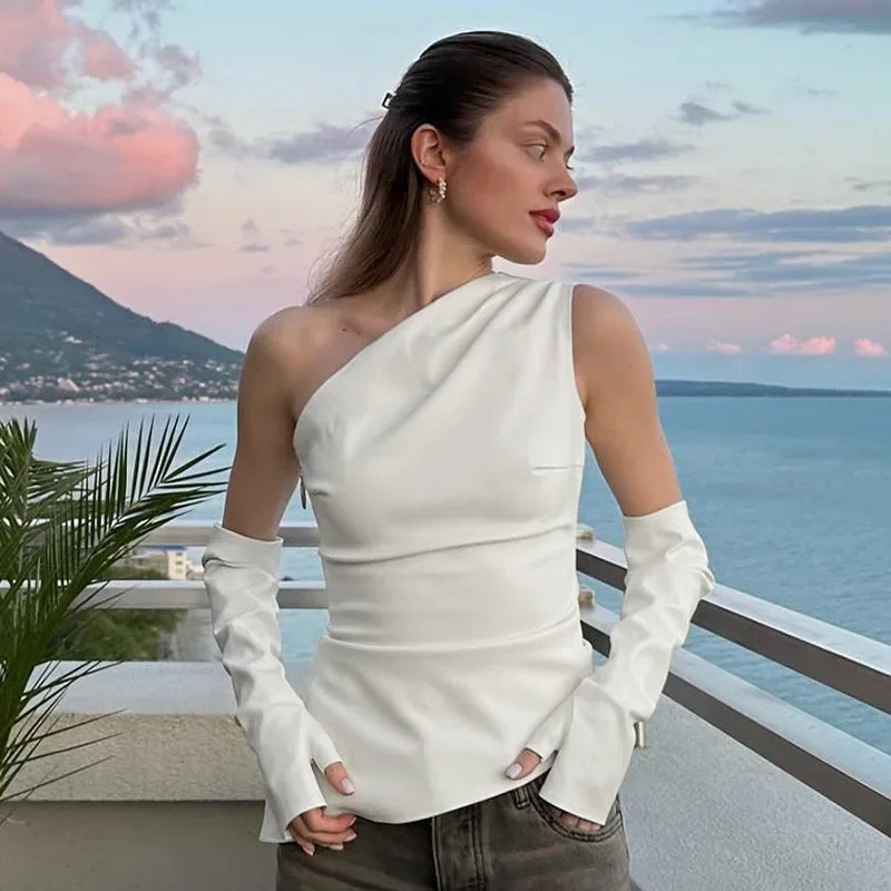 Leather Sleeves Top